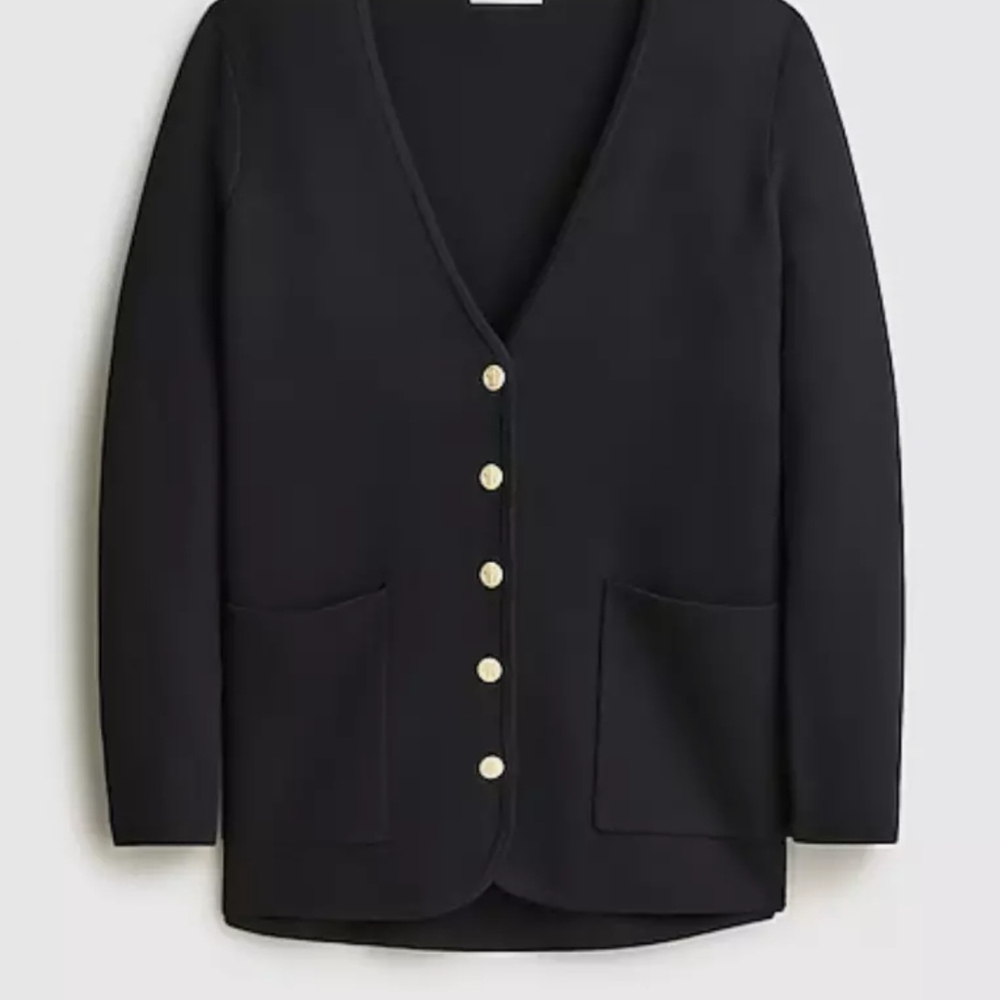 NWT J.CREW LARGE Black Cardigan with Gold Buttons
